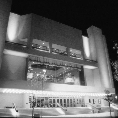 Black and White Image of Bass Concert Hall from the 1980's
